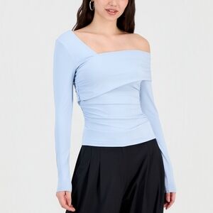Elegant Light Blue One-Shoulder Top